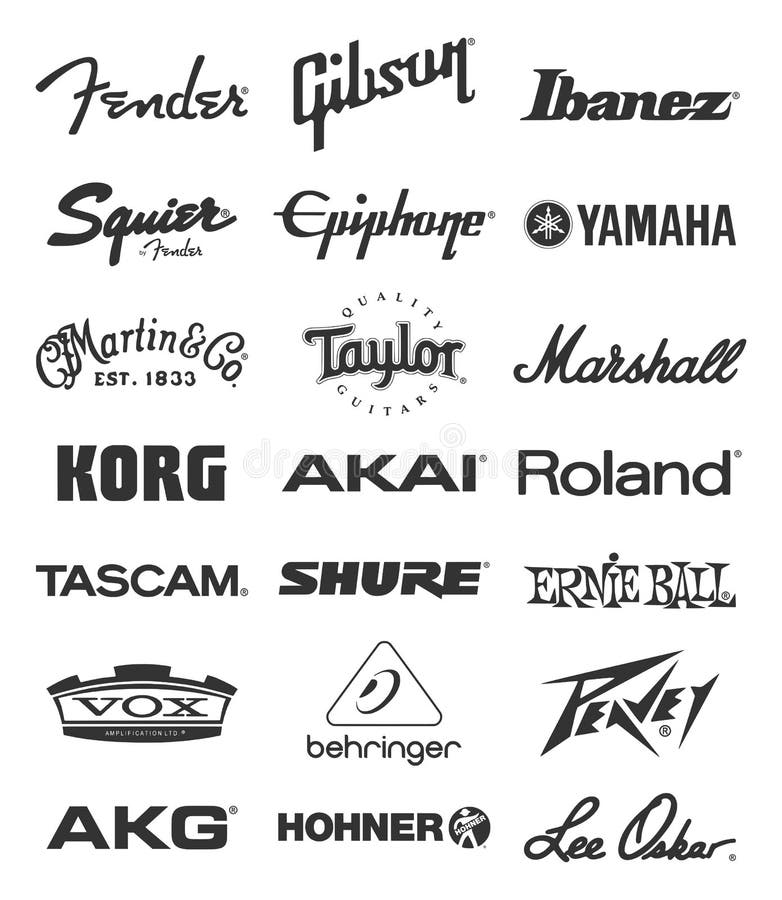 Music equipment manufacturers logos