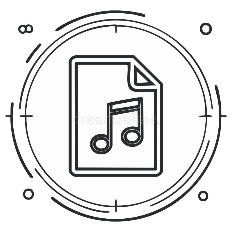 Music File Note Outline Circle Interface Thin Line Icon Symbol Design vector illustration