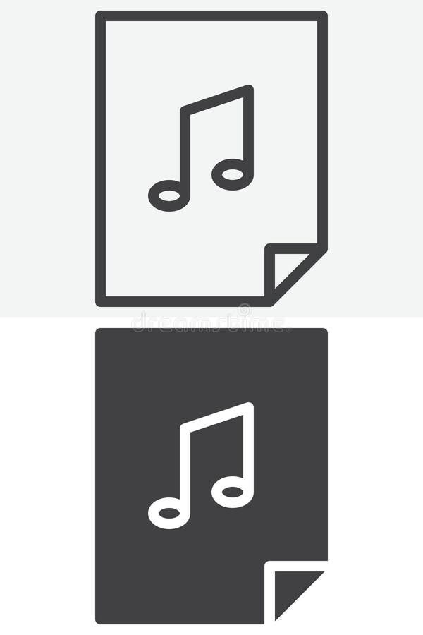 Music file vector icon set in line and solid style royalty free illustration