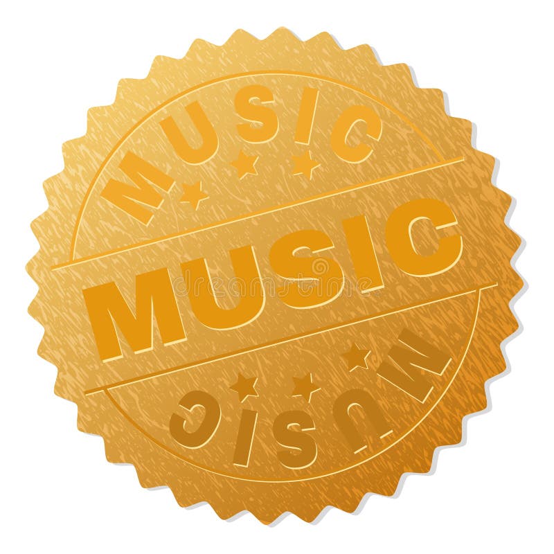 Golden MUSIC Medallion Stamp Stock Vector Illustration of harmony