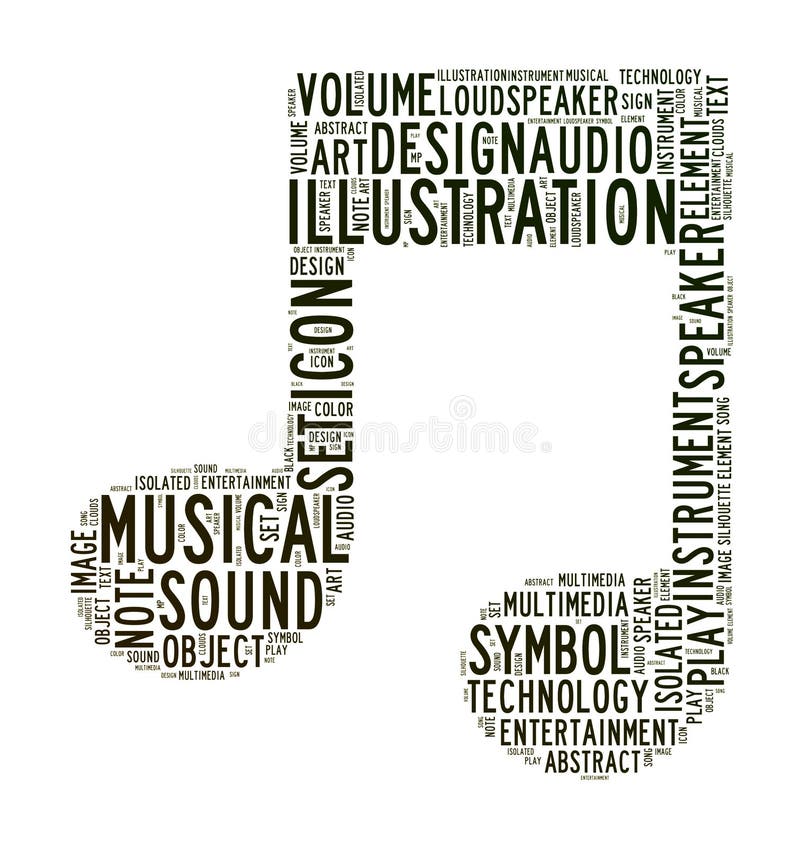 Music icon text clouds stock illustration. Illustration of sound - 24435881