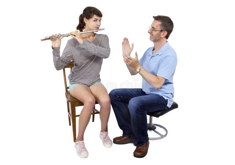 Music Instructor Teaching How To Play the Flute Stock Photo Image of