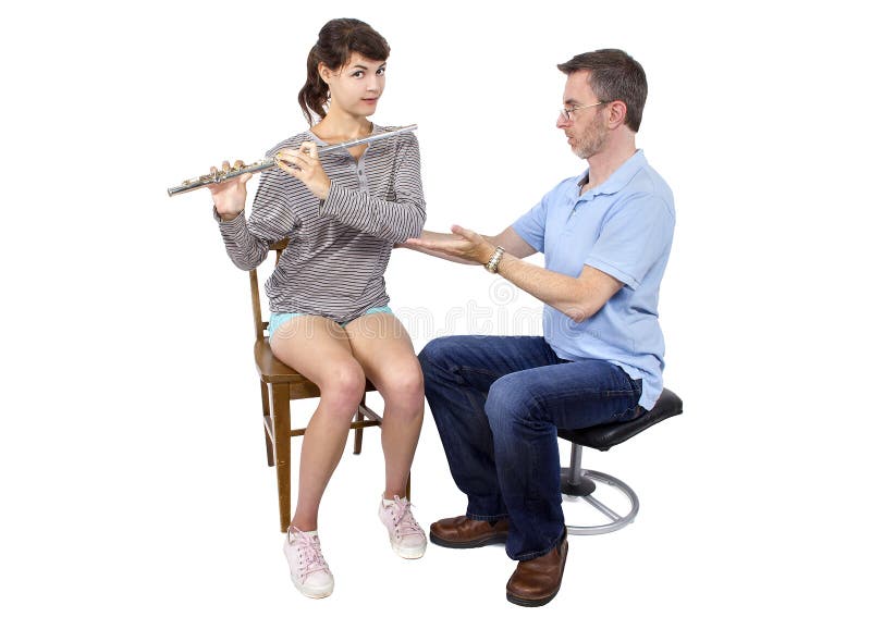 Music Instructor Teaching How To Play the Flute Stock Image Image of