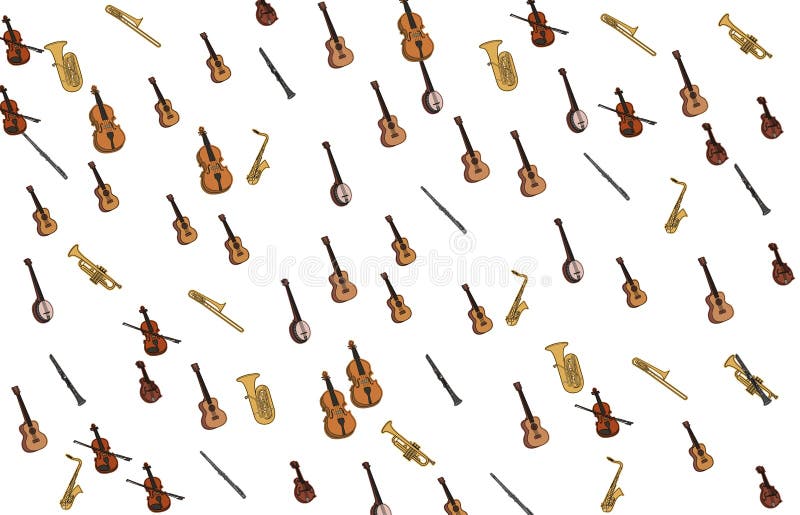 Music instruments pattern vector illustration