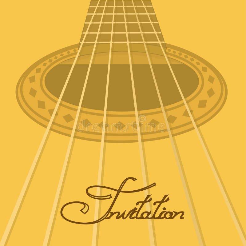 Music Invitation with Acoustic Guitar Stock Vector Illustration of