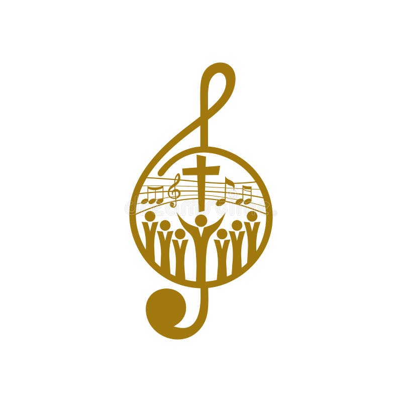 Music logo. Christian symbols. Believers in Jesus sing a song of glorification to the Lord. royalty free illustration Music logo. Christian symbols. Believers in Jesus sing a song of glorification to the Lord. royalty free illustration