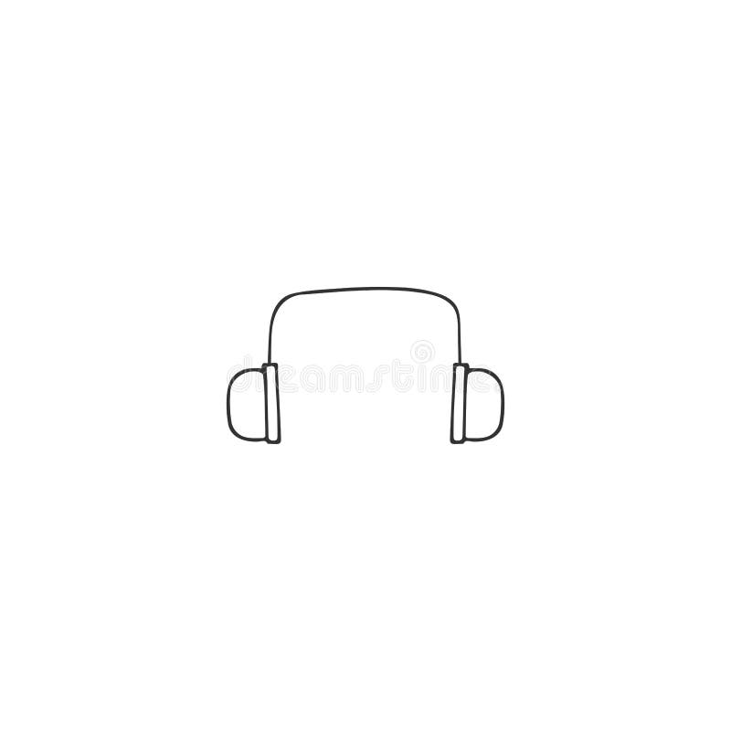 Music logo element. Vector hand drawn isolated icon, headphones. For business identity and branding. For musicians, djs and singers, for music shops and cafe, sound record studios.