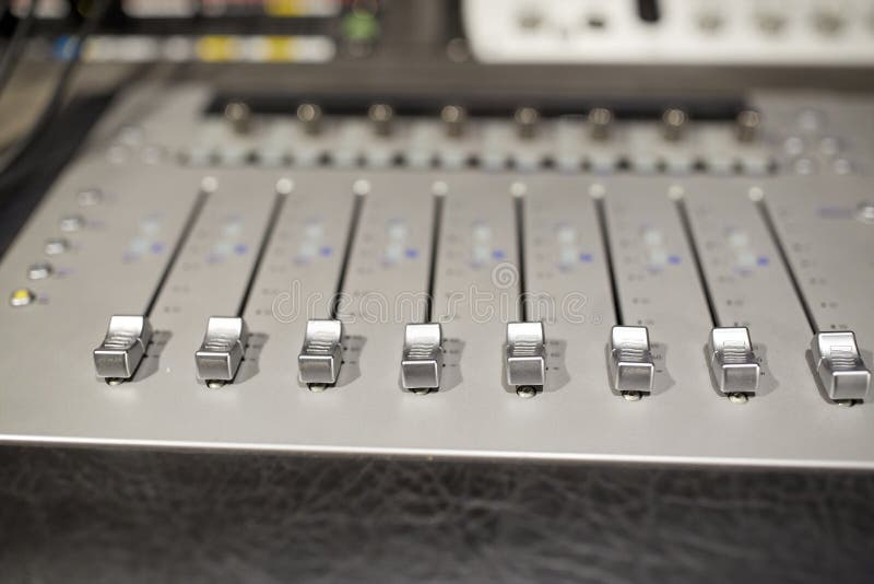 Music mixing console at sound recording studio