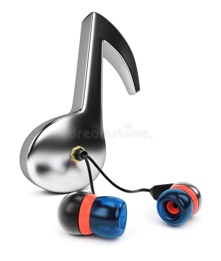 Music note with earphones stock illustration. Illustration of earphones