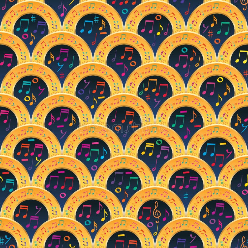 Music note half circle golden song seamless pattern stock illustration Music note half circle golden song seamless pattern stock illustration