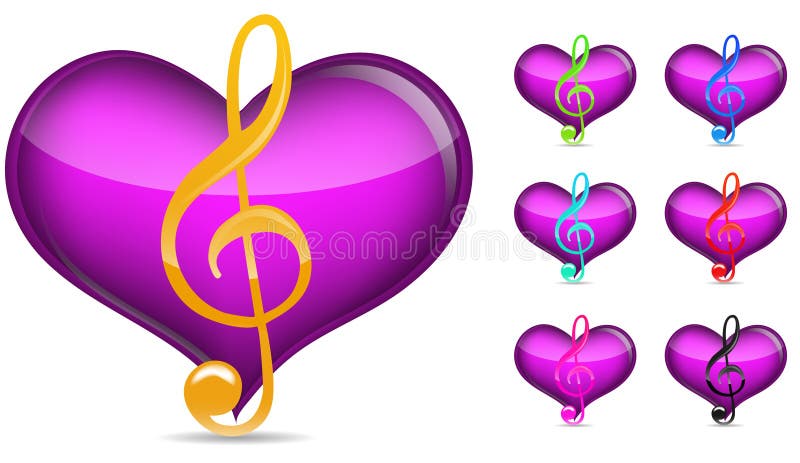 Music note with heart