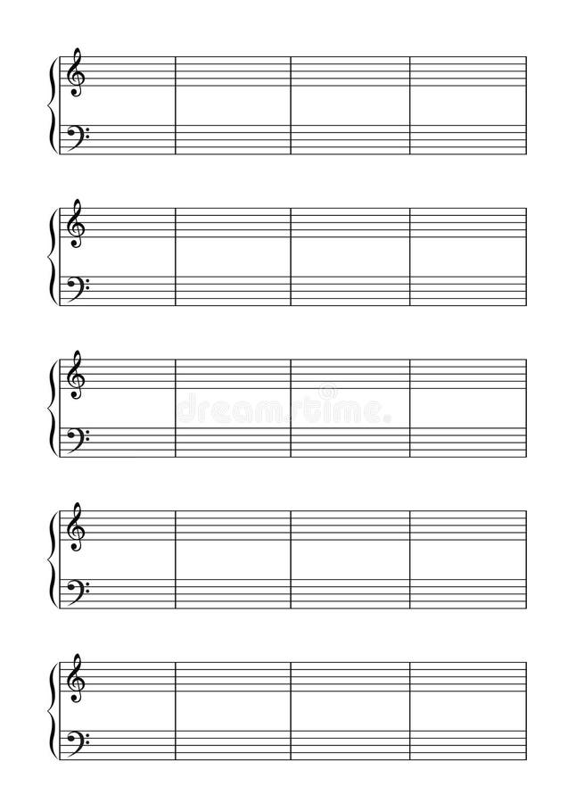 Blank Sheet Music for Piano: Music Manuscript Paper, Treble Clef And Bass  Clef, 5 Staff