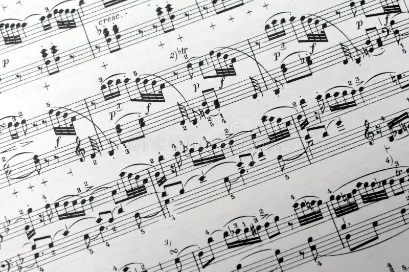 View with Vintage music notes background. Paper notation stock images, royalty-free photos and pictures