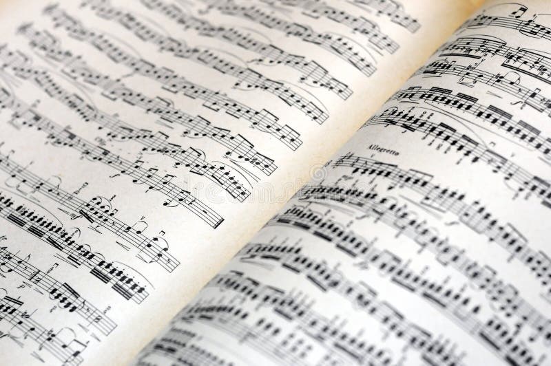 View with Vintage music notes background. Paper notation stock images, royalty-free photos and pictures