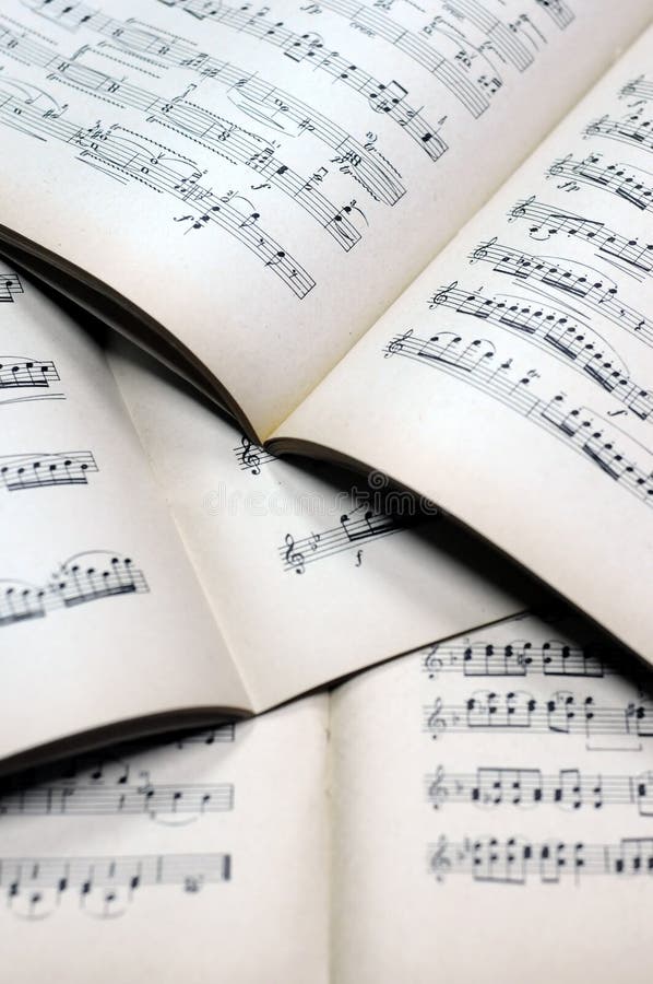 View with Vintage music notes background. Paper notation stock images, royalty-free photos and pictures