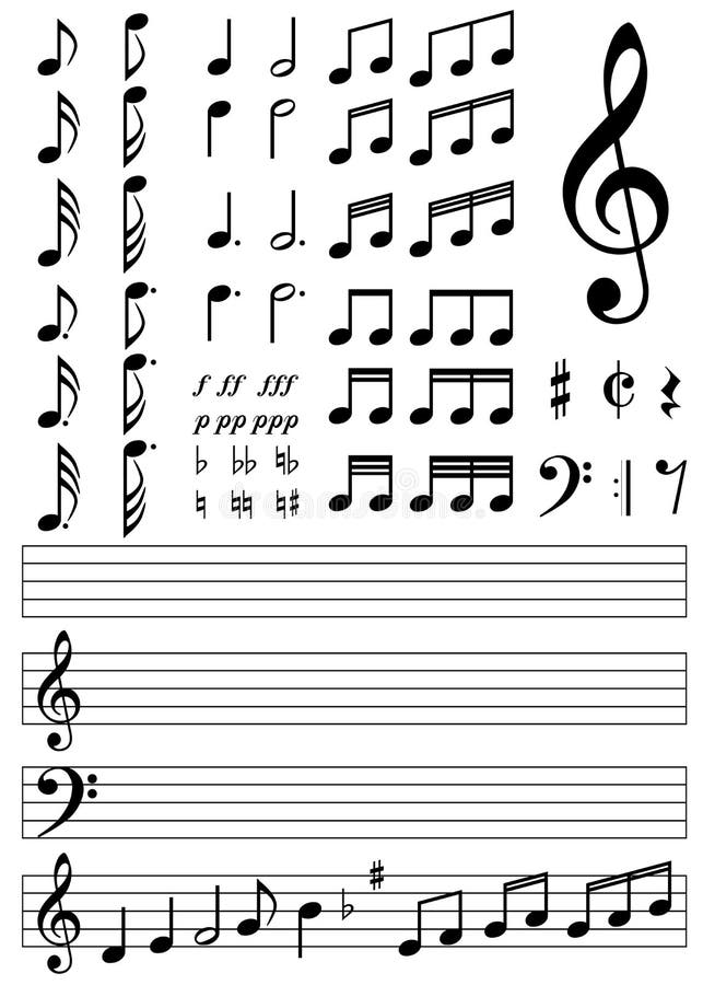 Illustration of collection of music notes. Isolated on white. Illustration of collection of music notes. Isolated on white.