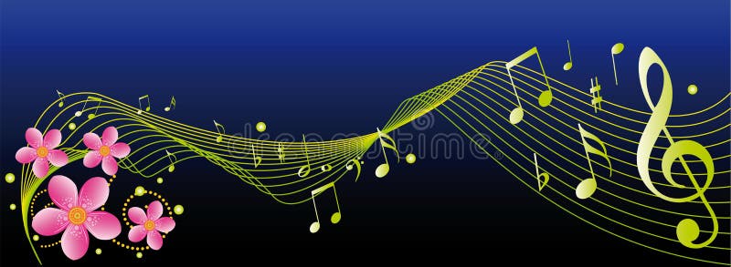 Music notes and flowers stock vector. Illustration of graphic - 19216906