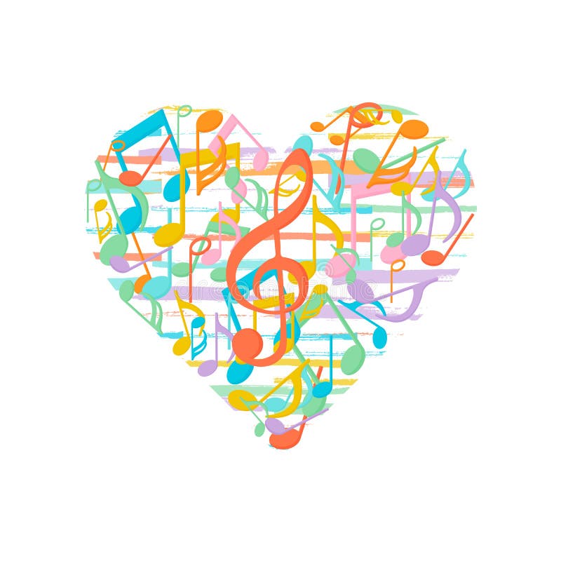Music Notes in a Heart Shape. Decorative Design Element Stock Vector
