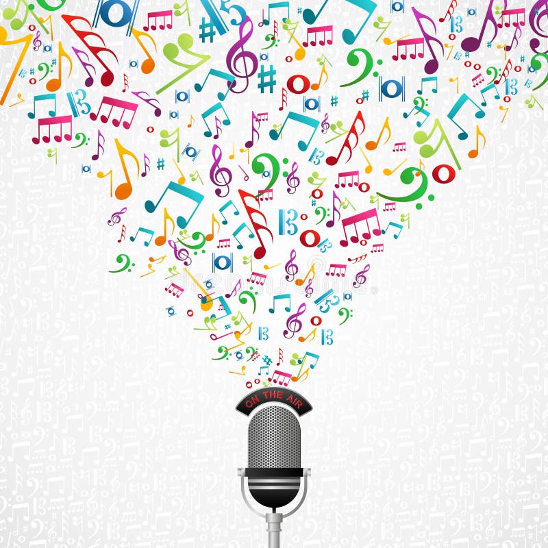 Music notes microphone illustration