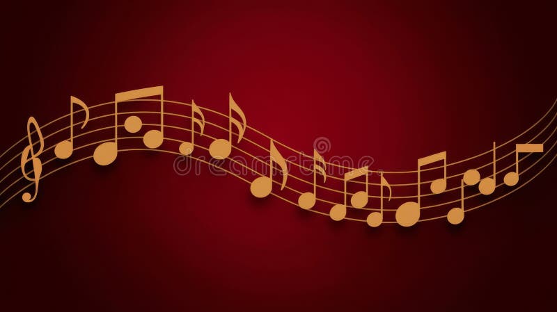 Music notes on rich red background, perfect for a stylish header design vector illustration