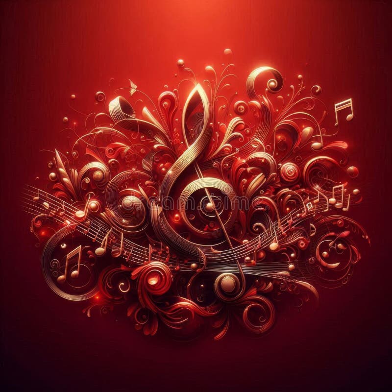 Music notes on rich red background, perfect for a stylish header design vector illustration
