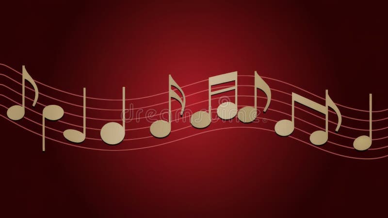Music notes on rich red background, perfect for a stylish header design royalty free illustration