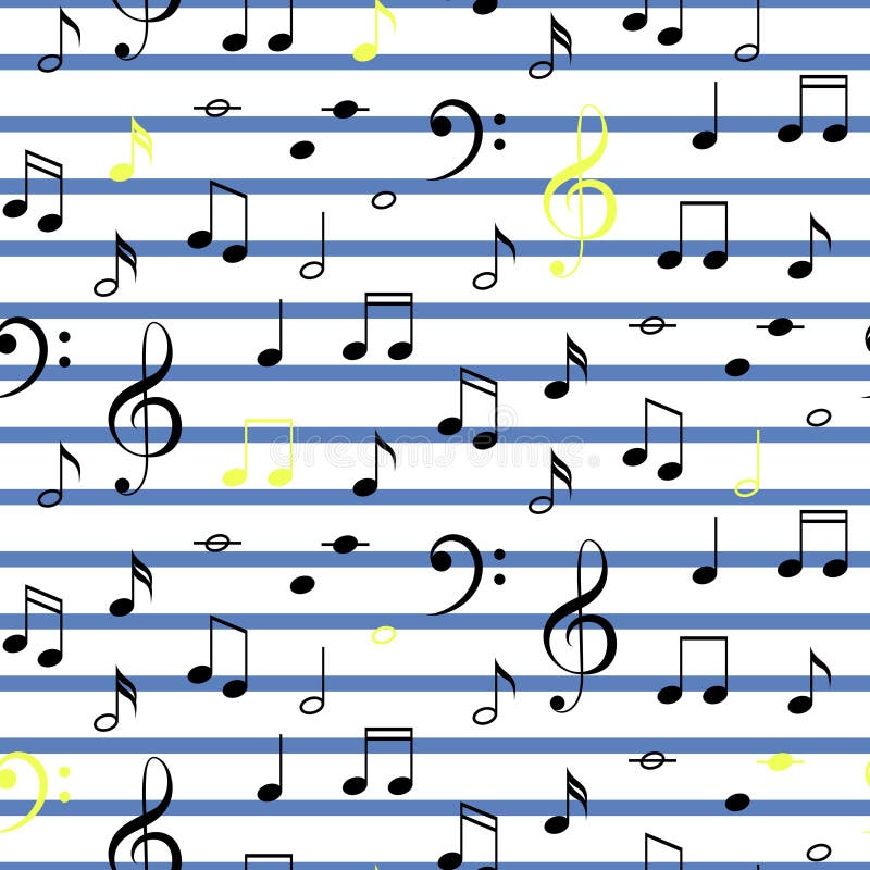 Music Notes Seamless Vector Stripe Pattern. Stock Vector Illustration