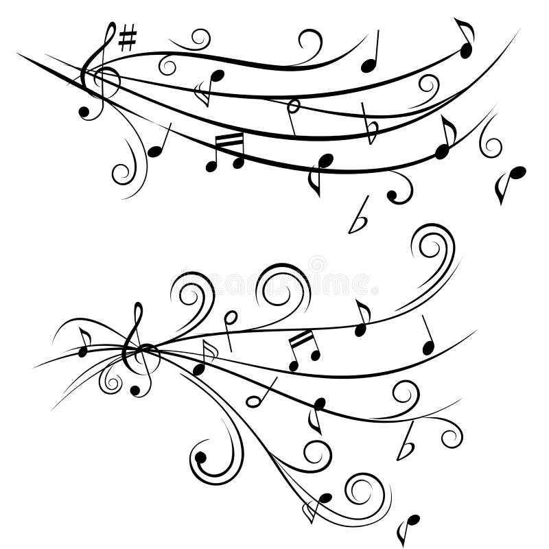 Music notes on staff stock vector. Illustration of crotchets - 22223925