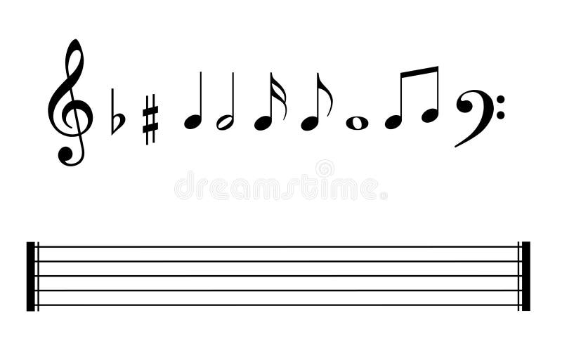 Un conjunto compuesto por partitura simbolos (llave).