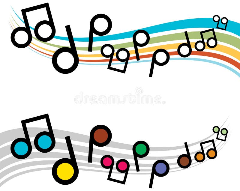 Vector illustration of colorful music notes