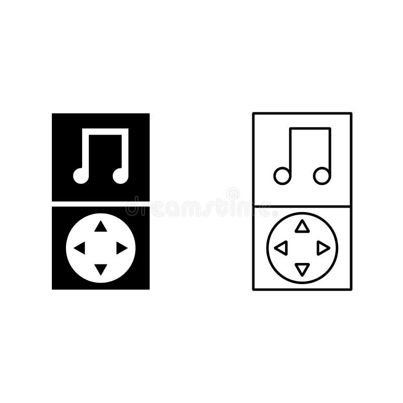 Video Player Outline and Glyph Icons Stock Vector - Illustration of ...