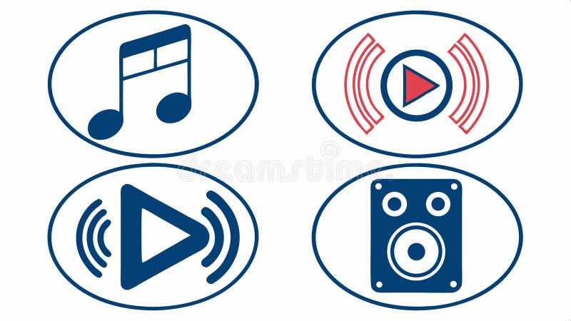 Music player icons set, audio and multimedia symbols vector design Generative AI vector illustration