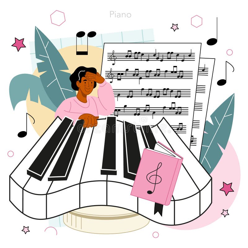 Music School or Course. Students Learn To Play Music Stock Vector