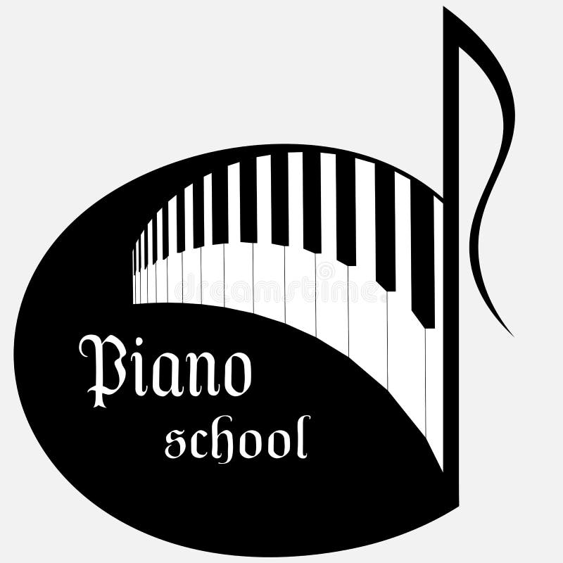 Music School Logo in the Form of a Note with Piano Keys Stock Vector