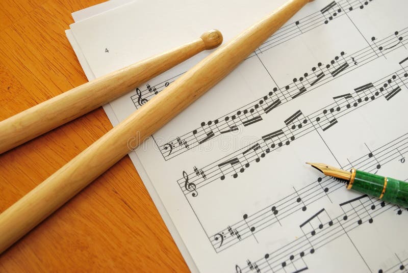 Music score and pen