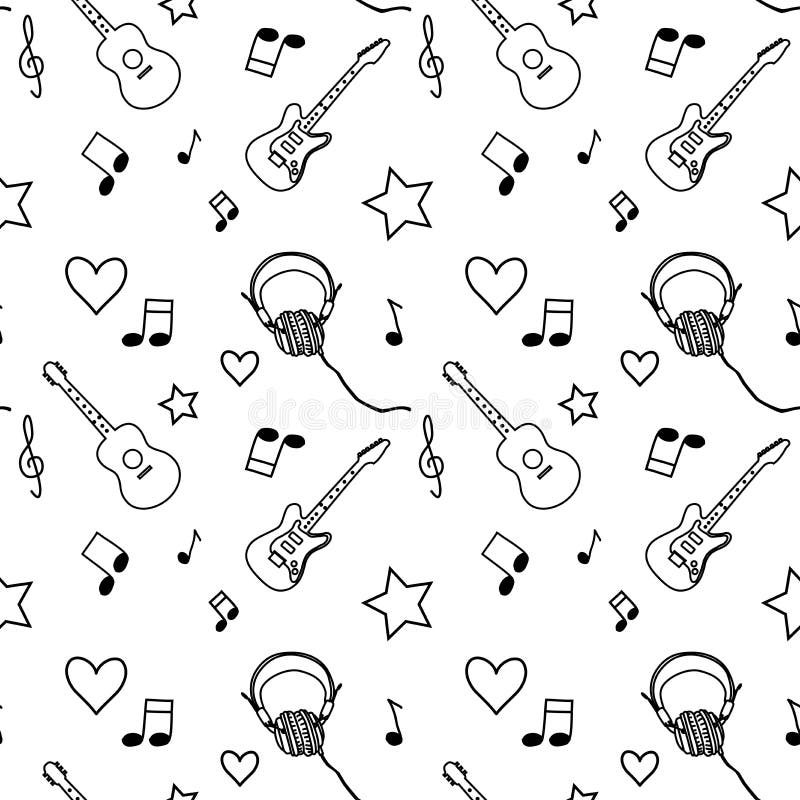 Music Seamless Pattern Notebook Doodles Vector Ill Stock Vector ...