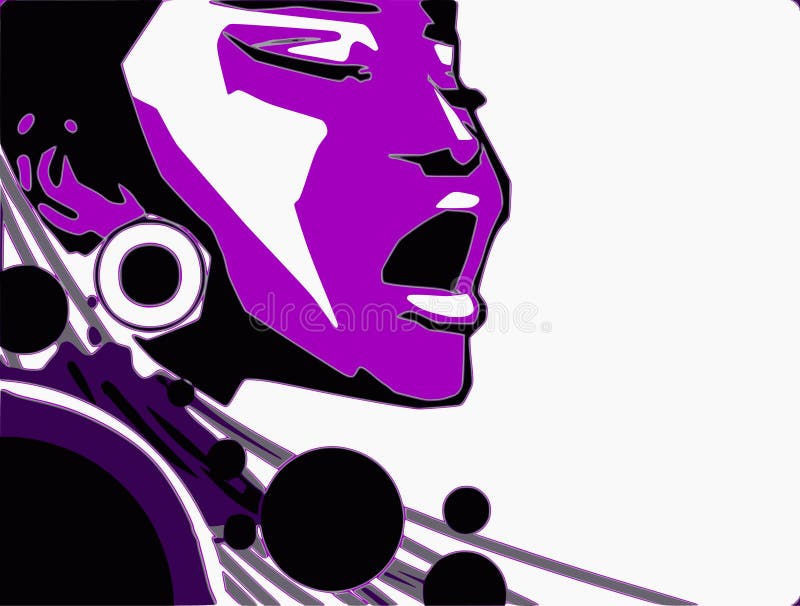 Woman singing jazz, gospel or other - cartoon style. Woman singing illustrations