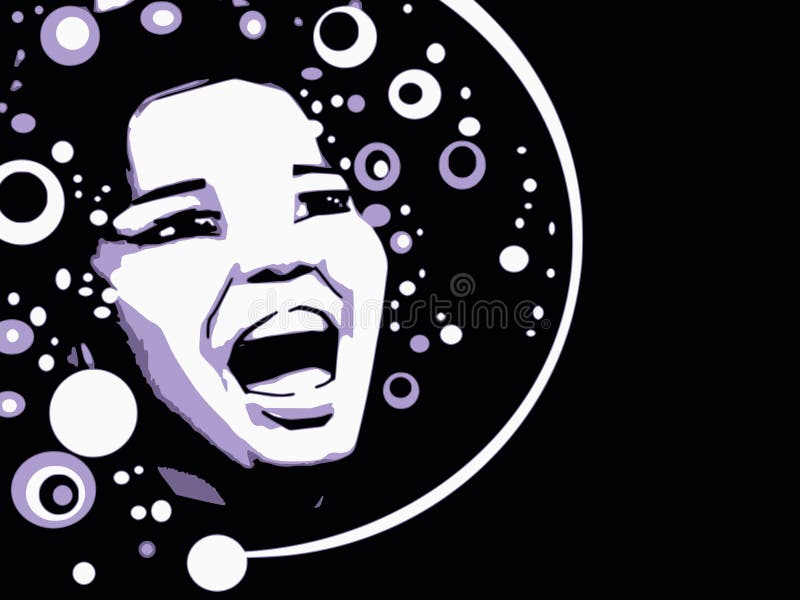 Woman singing jazz, gospel or other - cartoon style. Woman singing illustrations