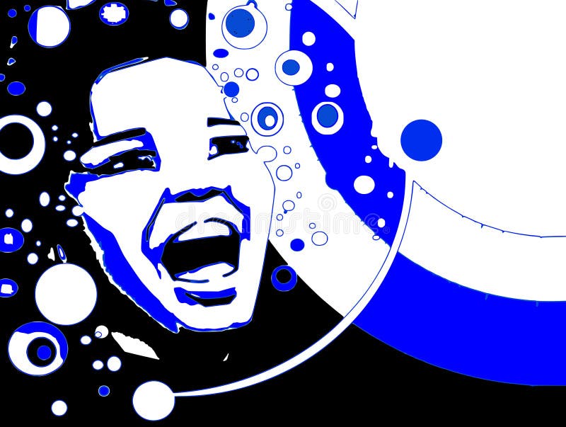 Woman singing jazz, gospel or other - cartoon style. Woman singing illustrations