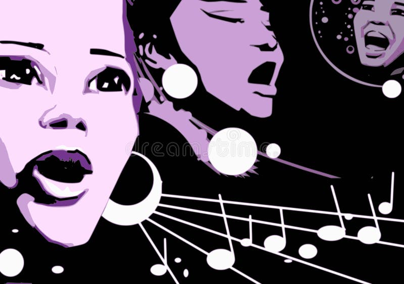 Woman singing jazz, gospel or other - cartoon style. Woman singing vectors