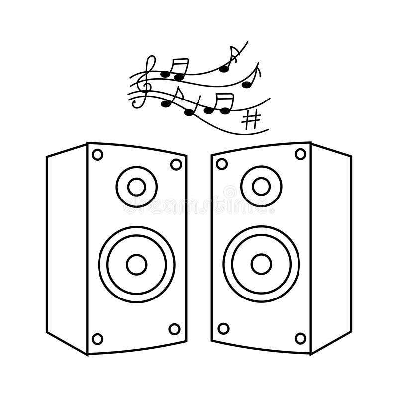 Continuous one line drawing music system speakers Vector Image