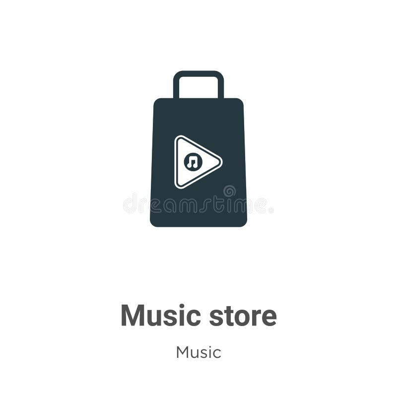 Music Store Vector Icon on White Background. Flat Vector Music Store