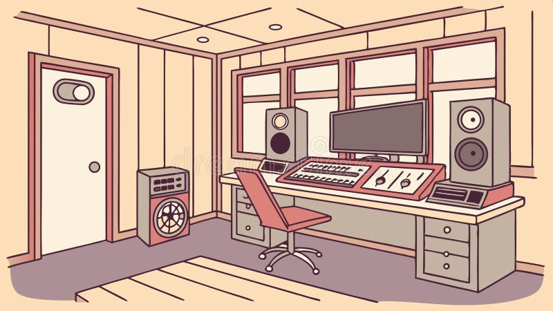 Music studio interior, audio recording and creative space vector design Generative AI vector illustration