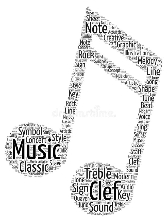 Music Symbol Word Cloud stock illustration. Illustration of music ...