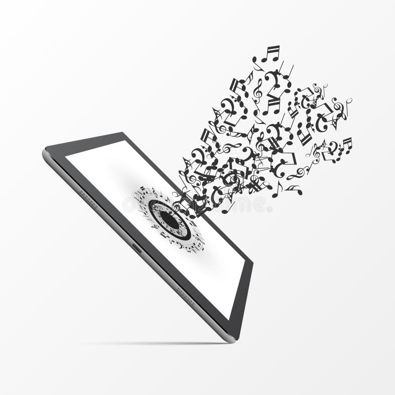 Music on Tablet with Notes. Vector Illustration Stock Vector
