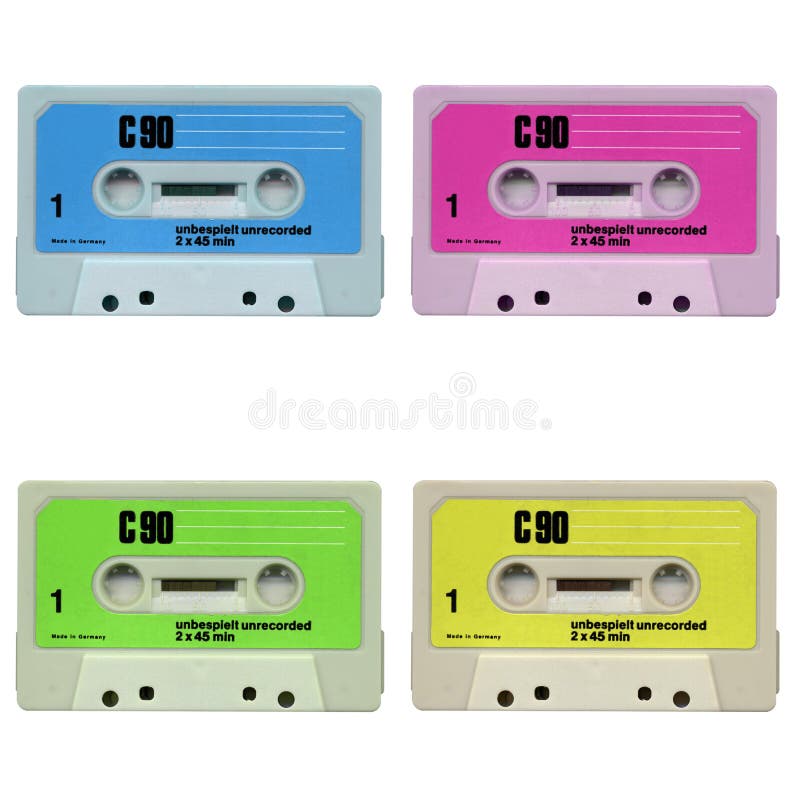 80`s Music Mix Written on Vintage Audio Cassette Tape, Blue Background