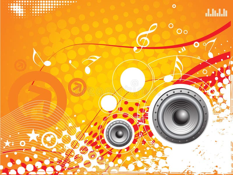 Music vector composition wih grunge halftone background. Music vector composition wih grunge halftone background