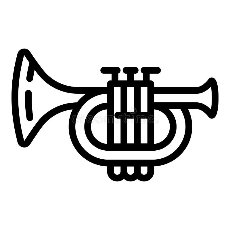 Trumpet Icon, Outline Style Stock Vector Illustration of jazz, isolated 190429011