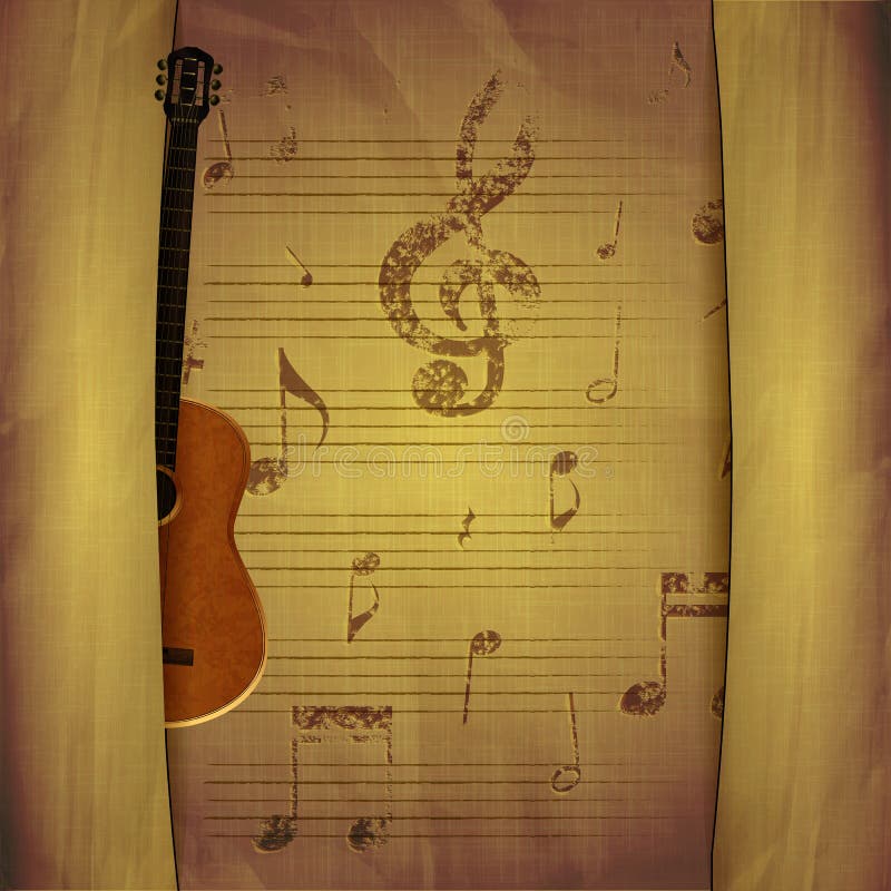 Musical Background guitar old sheets royalty free illustration