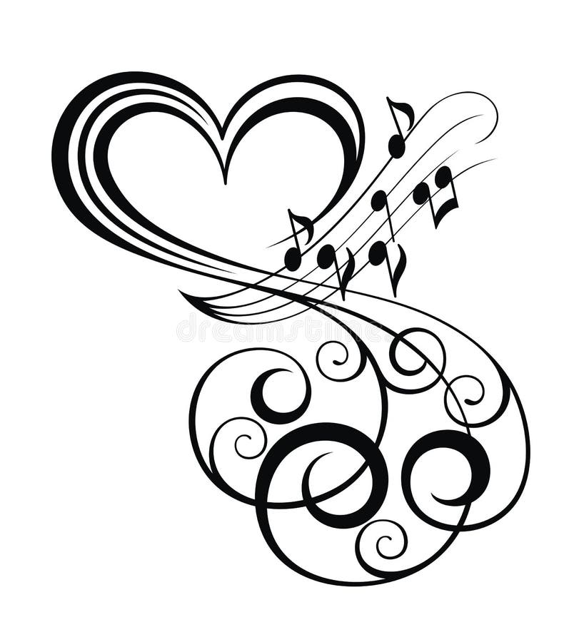 Decorative Musical Love Sign. Tattoo Design Stock Vector - Illustration of  romantic, silhouette: 176563178